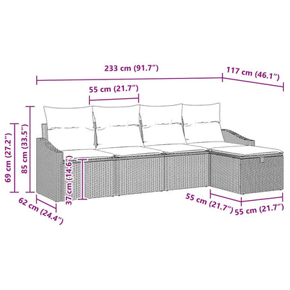 Sofa Set mit Kissen mit Speicher Schwarz Poly-Rattan