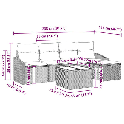 Sofa Set mit Kissen mit Speicher Schwarz Poly-Rattan