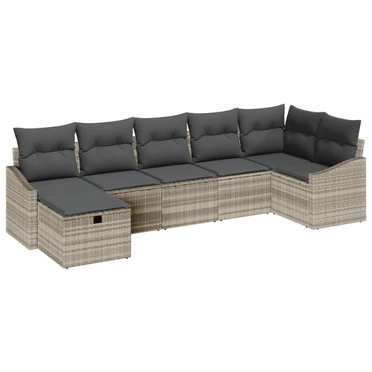 Sofa Set mit Kissen mit Speicher Hellgrau Poly-Rattan