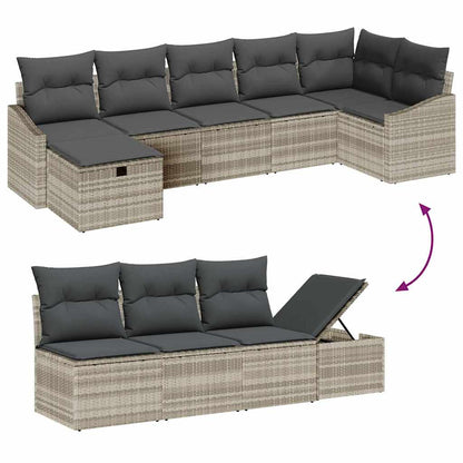 Sofa Set mit Kissen mit Speicher Hellgrau Poly-Rattan