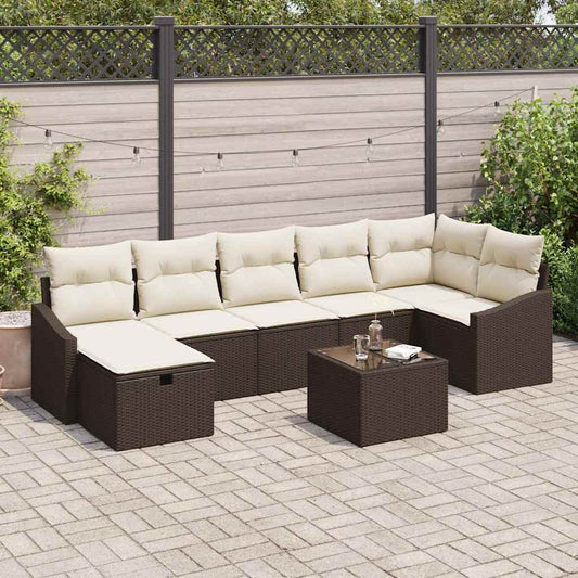 Sofa Set mit Kissen mit Speicher Braun Poly-Rattan
