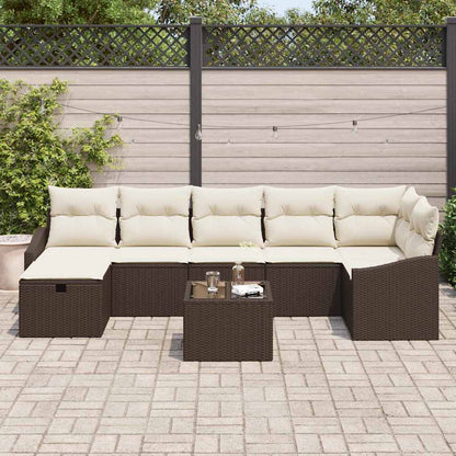 Sofa Set mit Kissen mit Speicher Braun Poly-Rattan