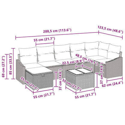 Sofa Set mit Kissen mit Speicher Braun Poly-Rattan