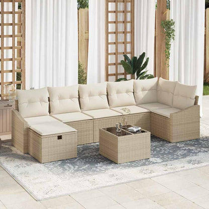 Sofa Set mit Kissen mit Speicher Beige Poly-Rattan