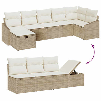 Sofa Set mit Kissen mit Speicher Beige Poly-Rattan