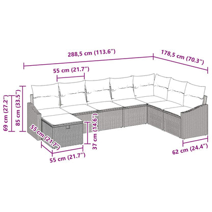 Garten-Sofa-Set mit Kissen 8 pcs Schwarz Poly Rattan
