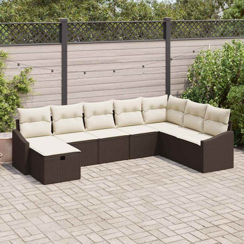 Gartensofa-set mit Kissen mit Speicher 8 pcs Poly-Rattan