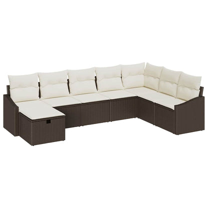 Gartensofa-set mit Kissen mit Speicher 8 pcs Poly-Rattan