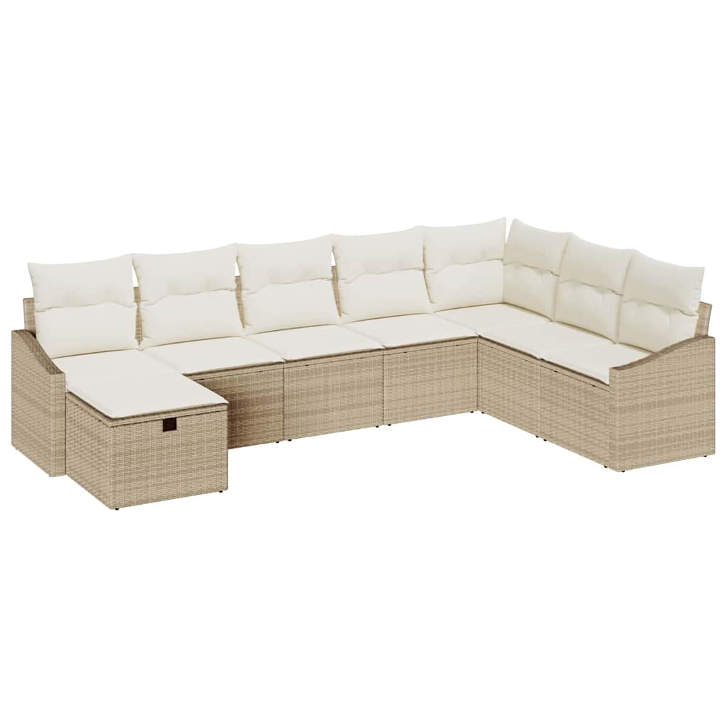 Gartensofa-set mit Kissen mit Speicher 8 pcs Poly-Rattan