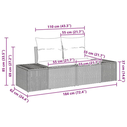 Gartensofa-set mit Kissen 5 pcs Hellgrau Poly-Rattan