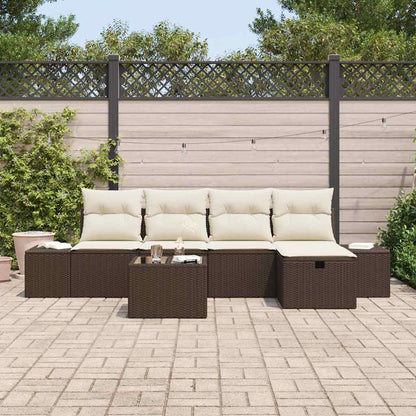 Gartensofa-set mit Kissen 6 pcs Braun Poly-Rattan