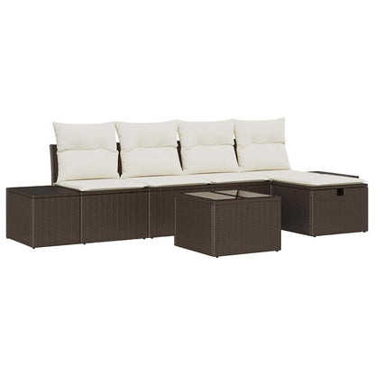 Gartensofa-set mit Kissen 6 pcs Braun Poly-Rattan