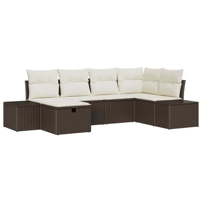 Garten-Sofa-Set mit Kissen 6 pcs Braun Poly-Rattan
