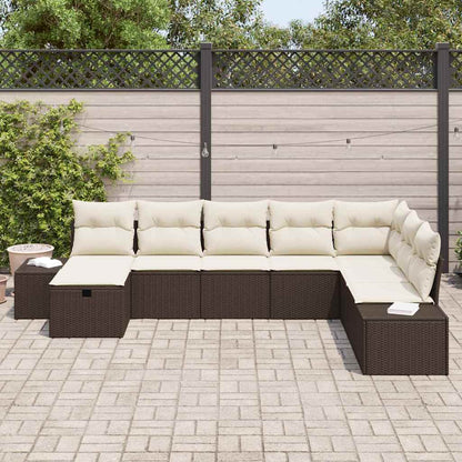 Garten-Sofa-Set mit Kissen 8 pcs Braun Poly-Rattan