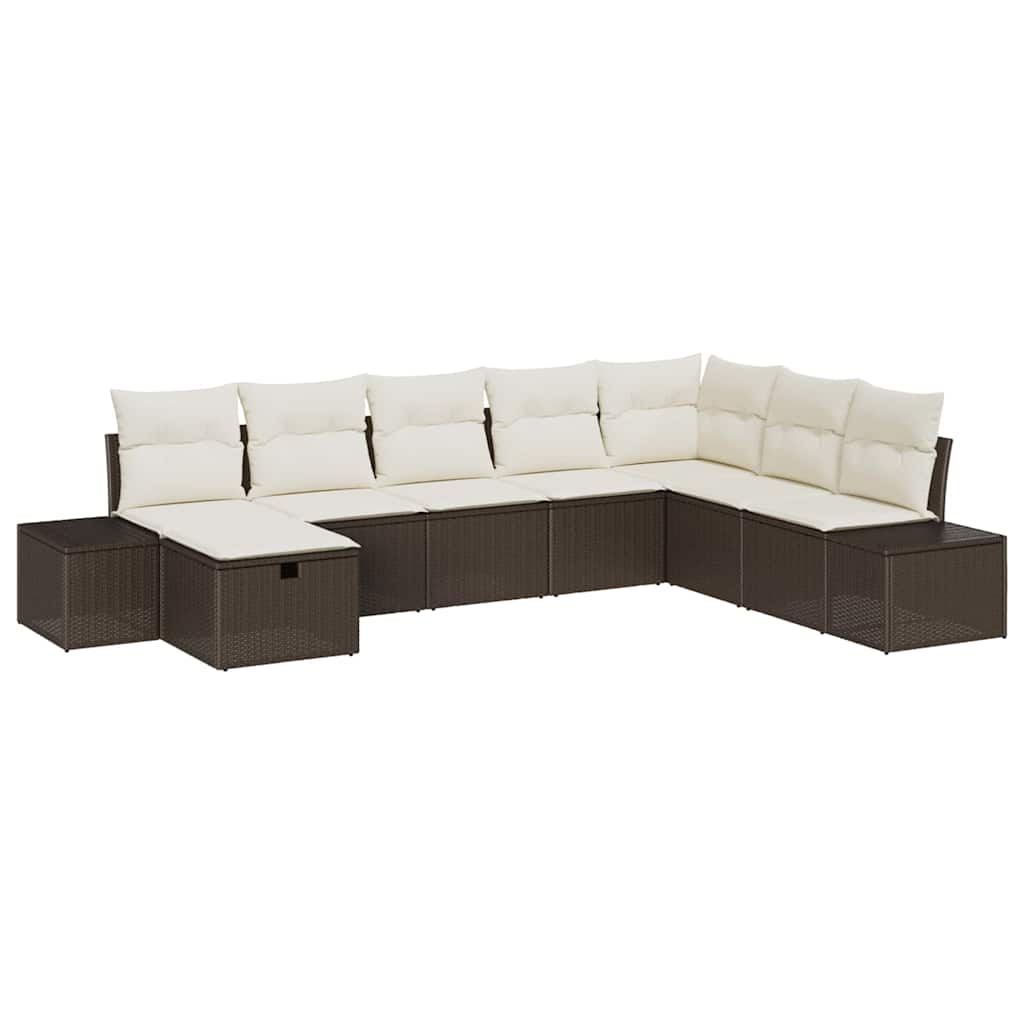 Garten-Sofa-Set mit Kissen 8 pcs Braun Poly-Rattan