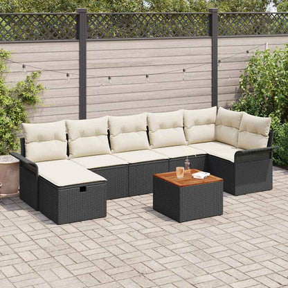 Garten-Sofa-Set 8 pcs Schwarz Poly-Rattan