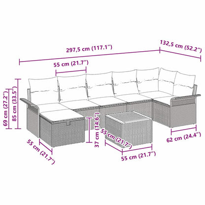 Garten-Sofa-Set 8 pcs Schwarz Poly-Rattan