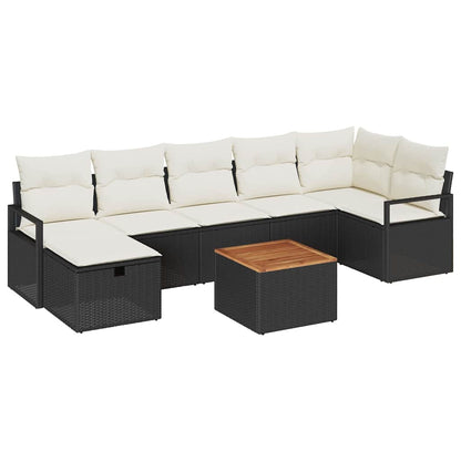 Garten-Sofa-Set mit Kissen 8 pcs Schwarz Poly Rattan