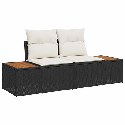Garten-Sofa-Set mit Kissen 6 pcs Schwarz Poly-Rattan