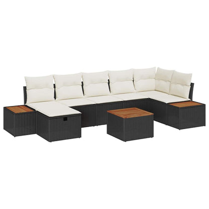 Garten-Sofa-Set mit Kissen 8 pcs Schwarz Poly-Rattan