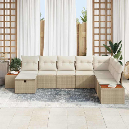 Garten-Sofa-Set mit Kissen 8 pcs Beige Poly Rattan