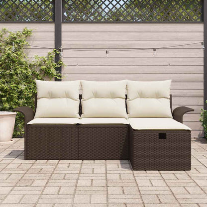 Garten-Sofa-Set mit Kissen mit Speicher 4 pcs Braun Poly Rattan