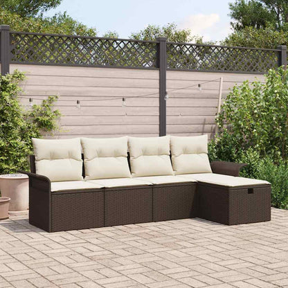 Garten-Sofa-Set mit Kissen mit Speicher 5 pcs Braun Poly Rattan