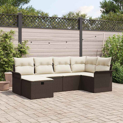 Garten-Sofa-Set mit Kissen mit Speicher 6 pcs Braun Poly Rattan