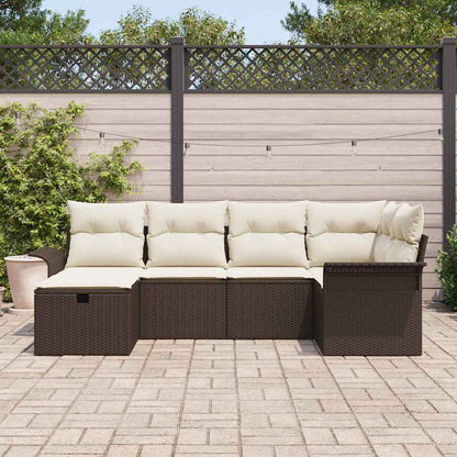 Garten-Sofa-Set mit Kissen mit Speicher 6 pcs Braun Poly Rattan