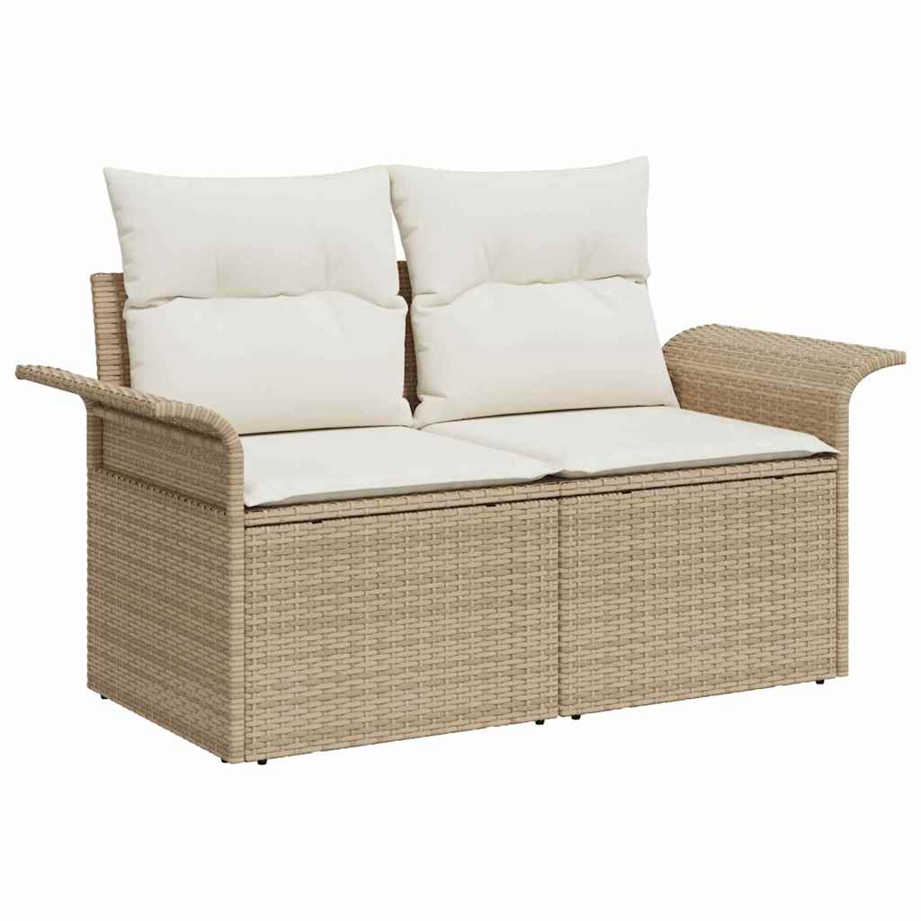 Garten-Sofa-Set mit Kissen mit Speicher 6 pcs Beige Poly Rattan