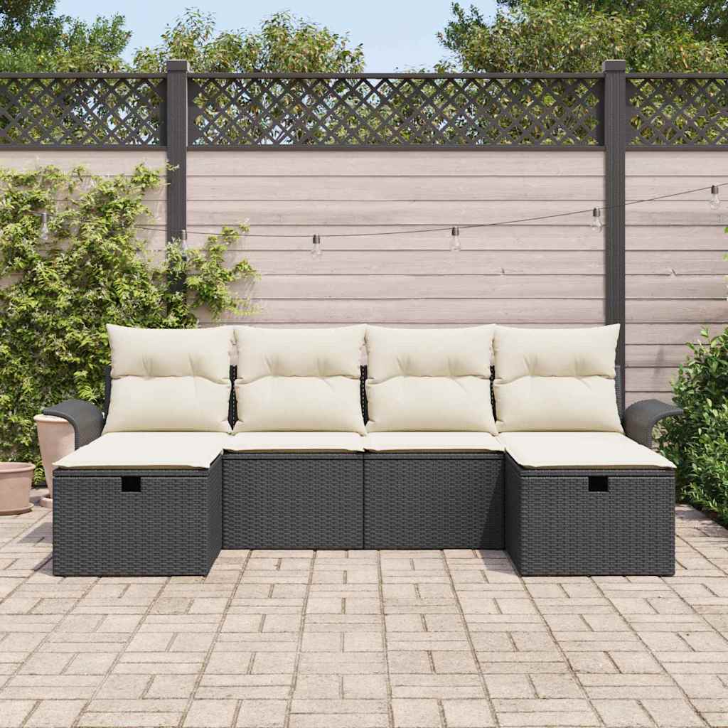 Gartensofa-set mit Kissen mit Speicher 6 pcs Poly Rattan