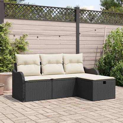 Gartensofa-set mit Kissen mit Speicher 4 pcs Poly Rattan