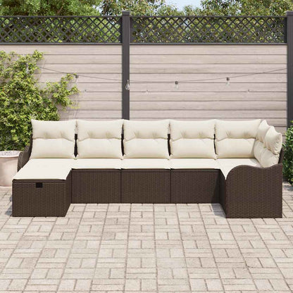 Garten-Sofa-Set mit Kissen mit Speicher 7 pcs Braun Poly Rattan
