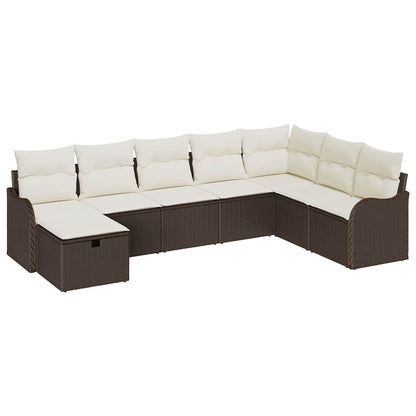 Garten-Sofa-Set mit Kissen mit Speicher 8 pcs Braun Poly Rattan