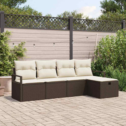 Garten-Sofa-Set mit Kissen mit Speicher 5 pcs Braun Poly Rattan