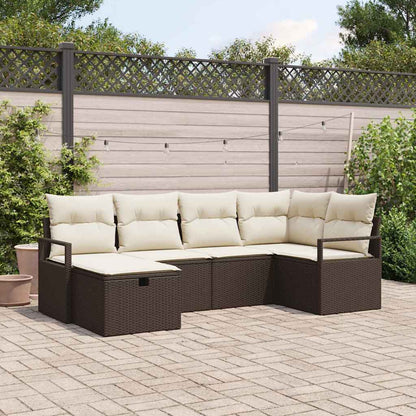 Garten-Sofa-Set mit Kissen mit Speicher 6 pcs Braun Poly Rattan