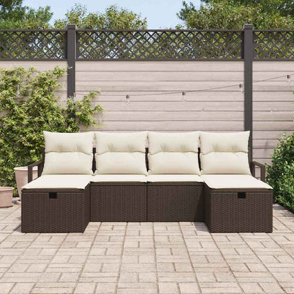 Sofa Set mit Kissen 5 pcs Poly-Rattan