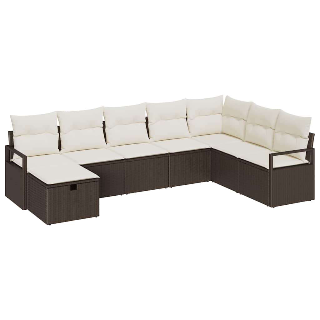 Garten-Sofa-Set 8 pcs Braun Poly Rattan