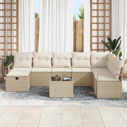 Garten-Sofa-Set 9 pcs Beige Poly Rattan