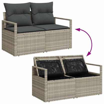 Garten-Sofa-Set 9 pcs Hellgrau Poly Rattan