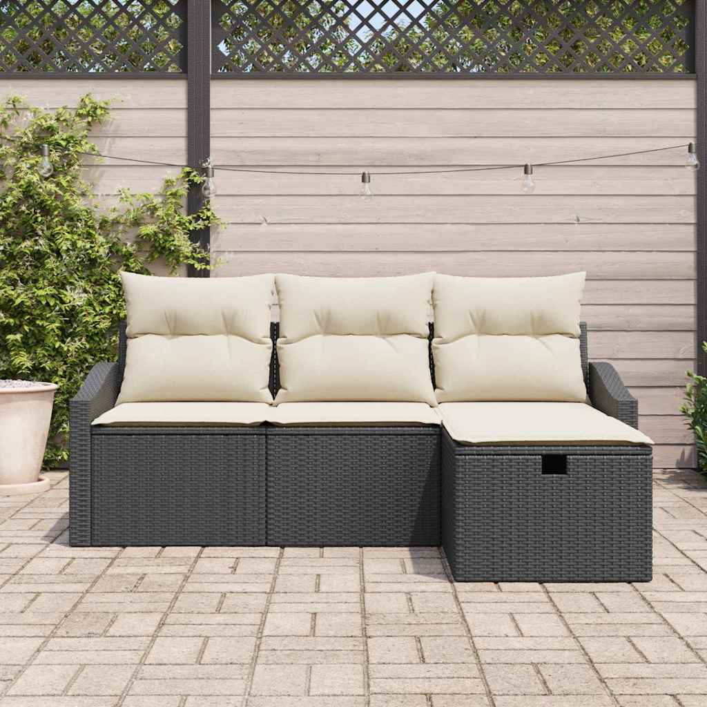 Sofa Set mit Kissen 4 pcs Poly-Rattan