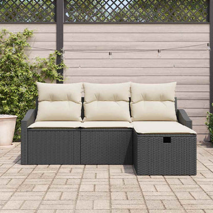 Sofa Set mit Kissen 4 pcs Poly-Rattan