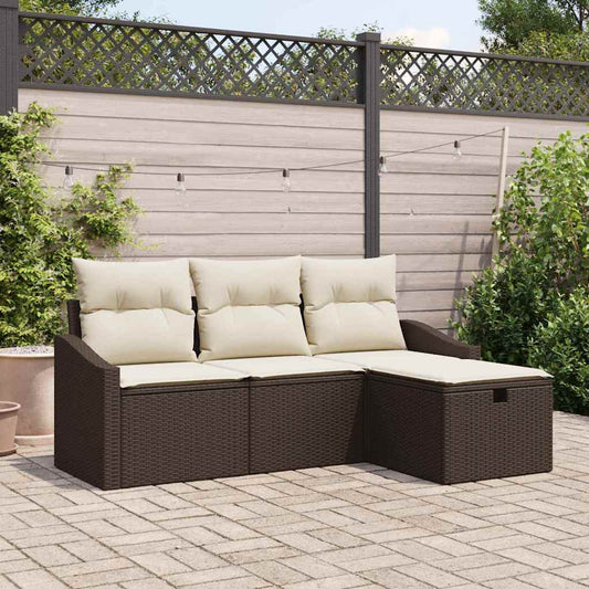 Sofa Set mit Kissen 4 pcs Poly-Rattan