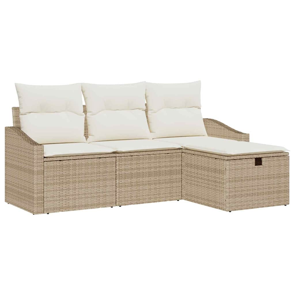 Sofa Set mit Kissen 4 pcs Poly-Rattan