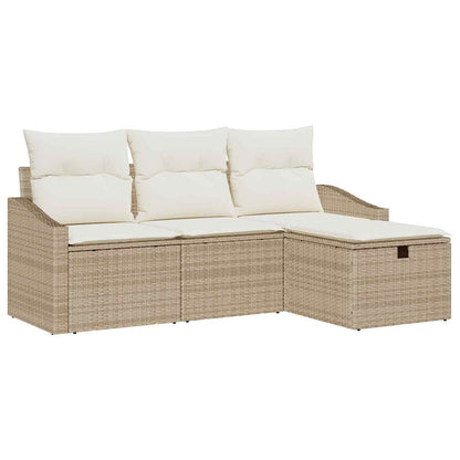 Sofa Set mit Kissen 4 pcs Poly-Rattan