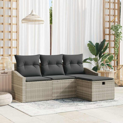 Sofa Set mit Kissen 4 pcs Poly-Rattan