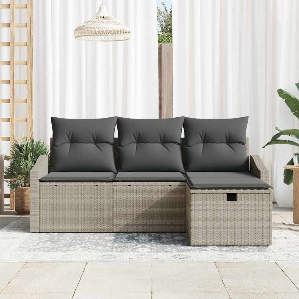 Sofa Set mit Kissen 4 pcs Poly-Rattan