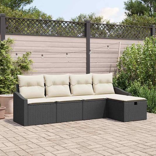 Garten-Sofa-Set 5 pcs Schwarz 233 x 117 x 85 cm Poly Rattan