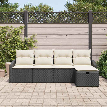 Garten-Sofa-Set 5 pcs Schwarz 233 x 117 x 85 cm Poly Rattan