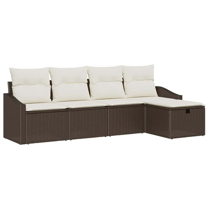 Garten-Sofa-Set 5 pcs Braun 233 x 117 x 85 cm Poly Rattan
